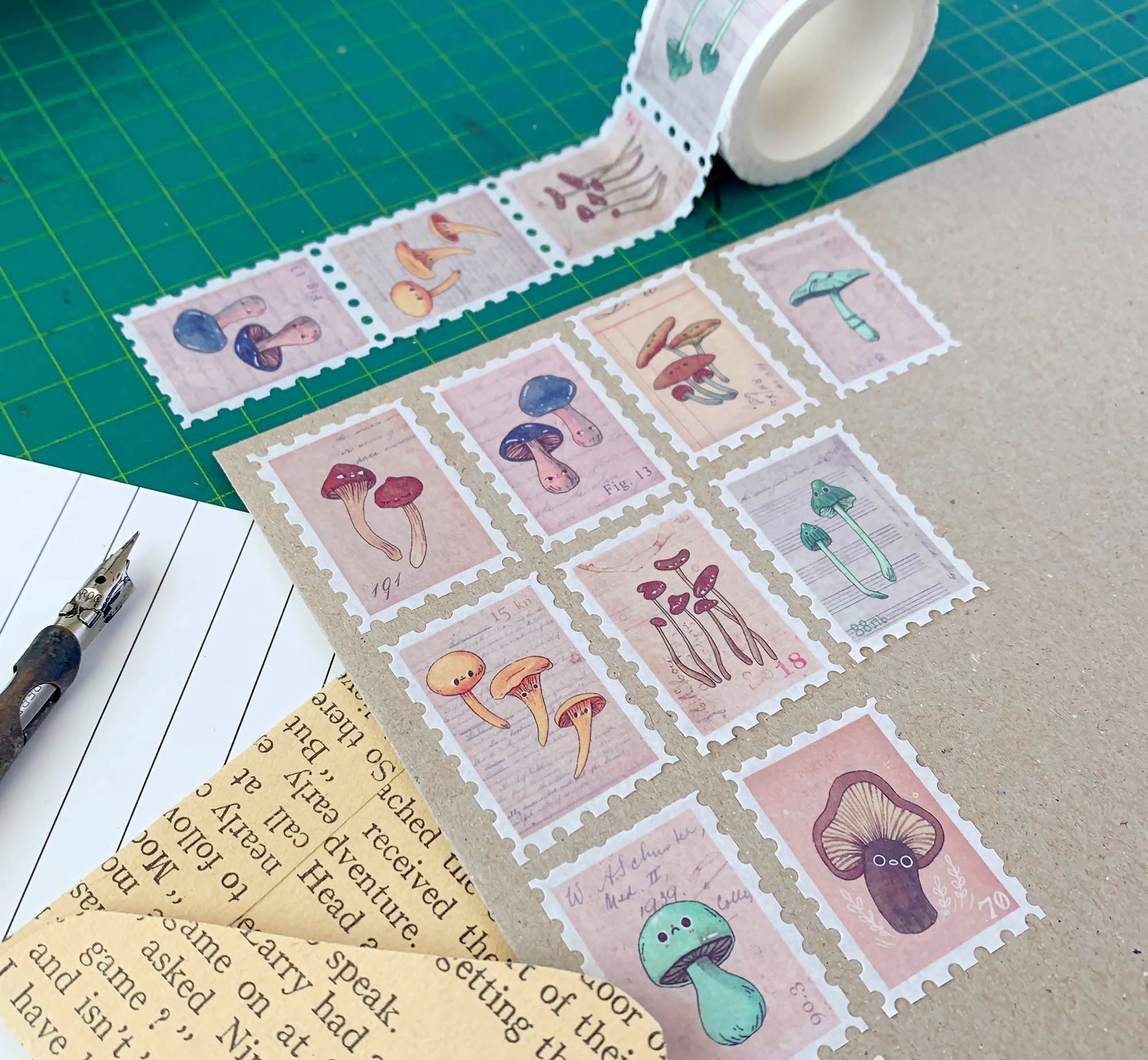 Vintage Mushroom Stamp Washi Tape Vol #1 - Tribe Castlemaine