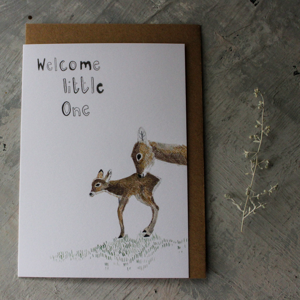 Welcome Little One Deer Greeting Card - Tribe Castlemaine