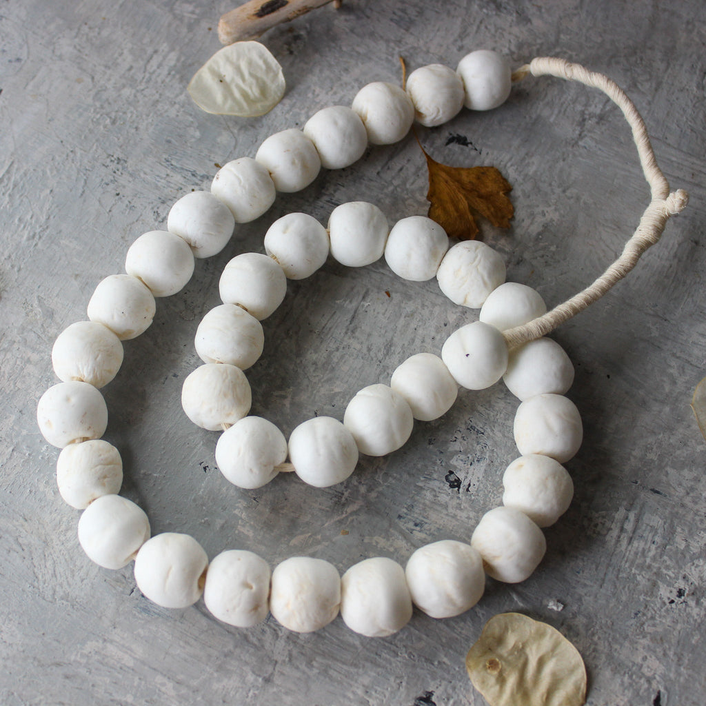 White Recycled Glass Beads - Tribe Castlemaine