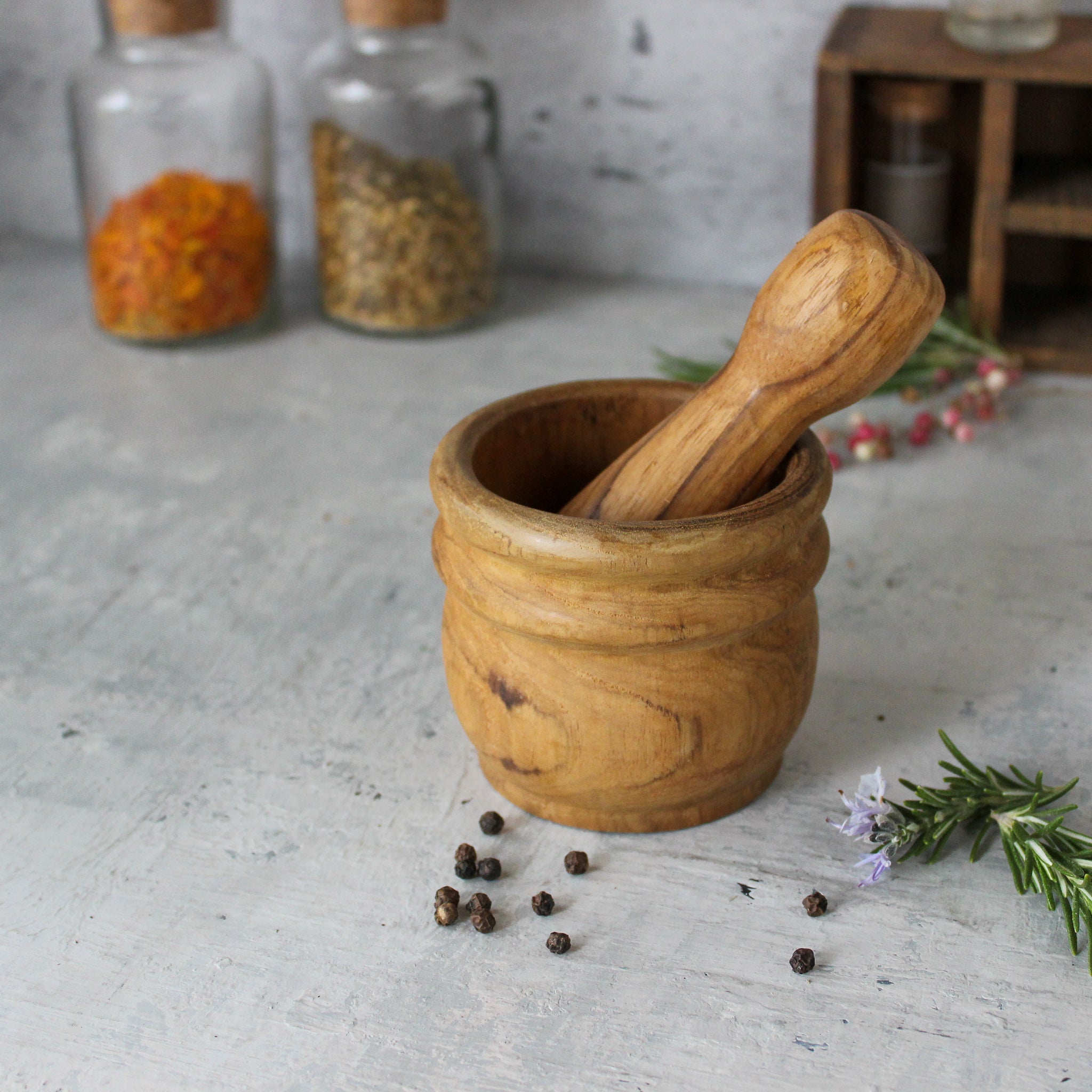 Wooden Mortar and Pestle - Tribe Castlemaine