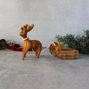 Wooden Reindeer and Sleigh - Tribe Castlemaine