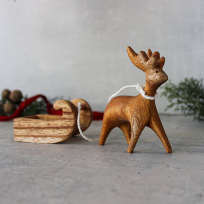 Wooden Reindeer and Sleigh - Tribe Castlemaine