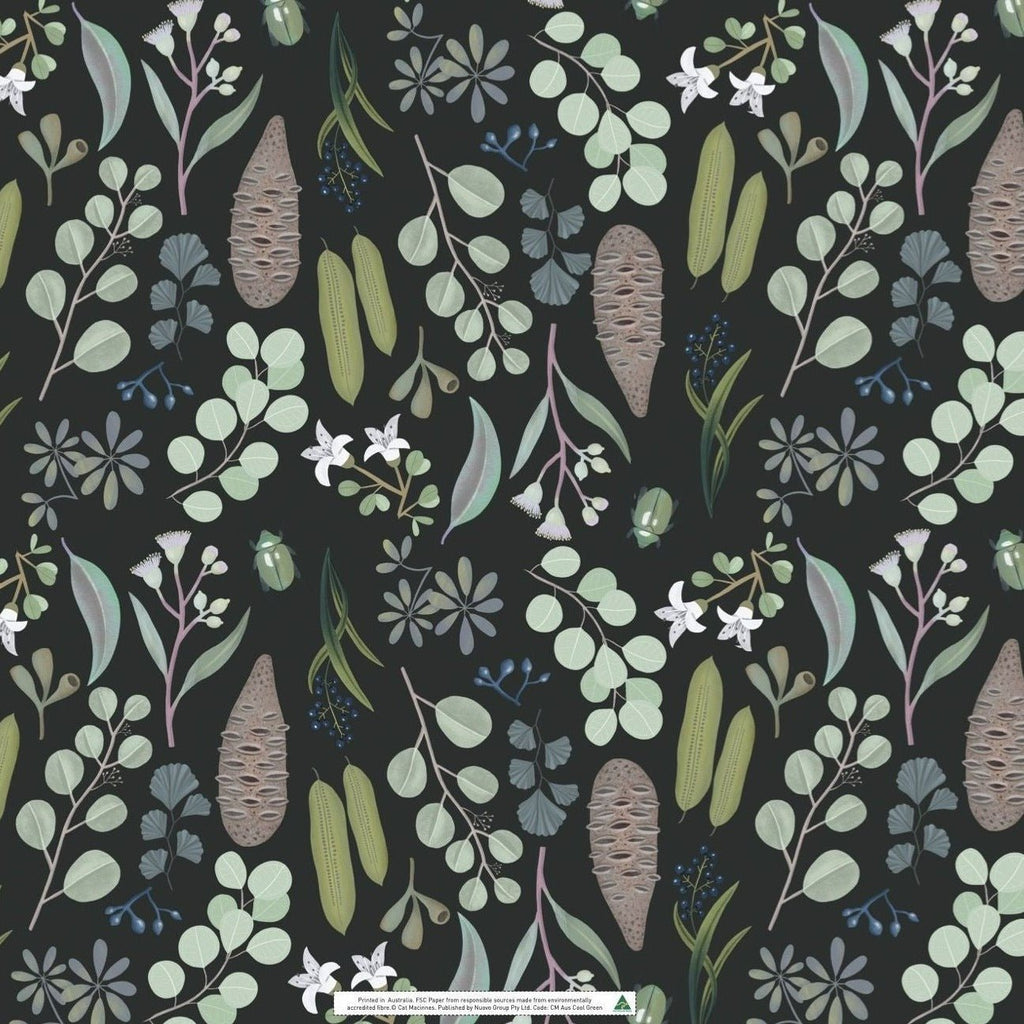 Wrapping Paper Green Flora - Tribe Castlemaine