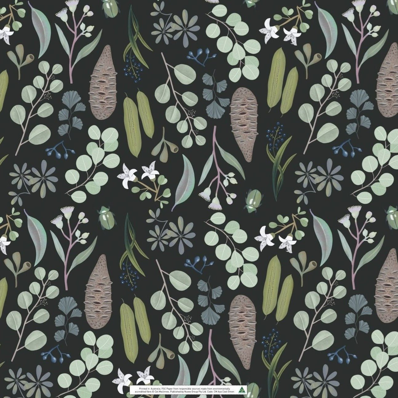 Wrapping Paper Green Flora - Tribe Castlemaine